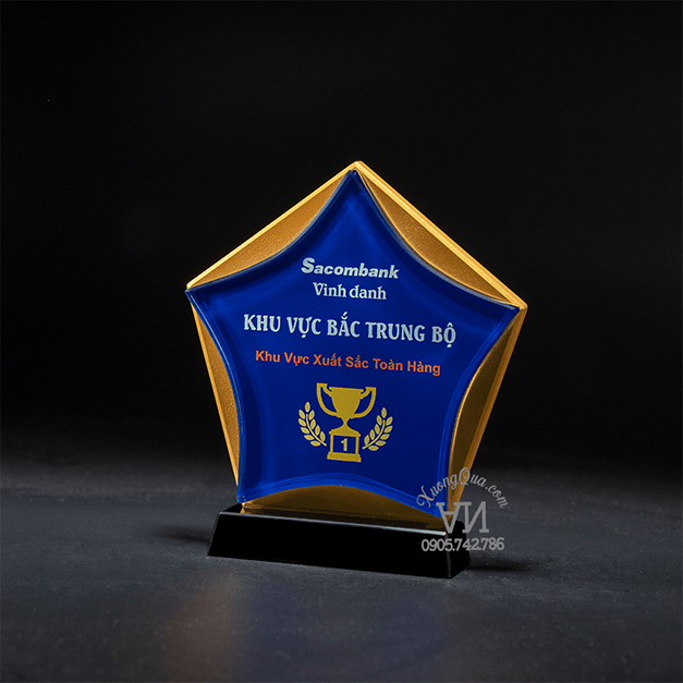 Cúp pha lê 2 lớp lưu niệm sự kiện